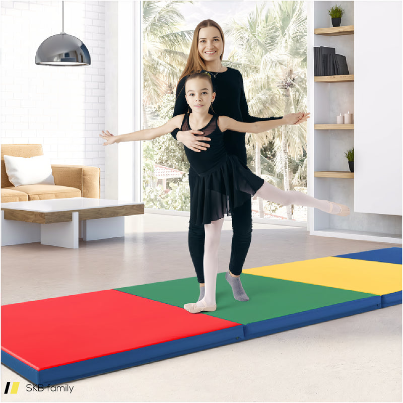 4-Panel Pu Leather Folding Exercise Mat With Carrying Handles 240515-229174