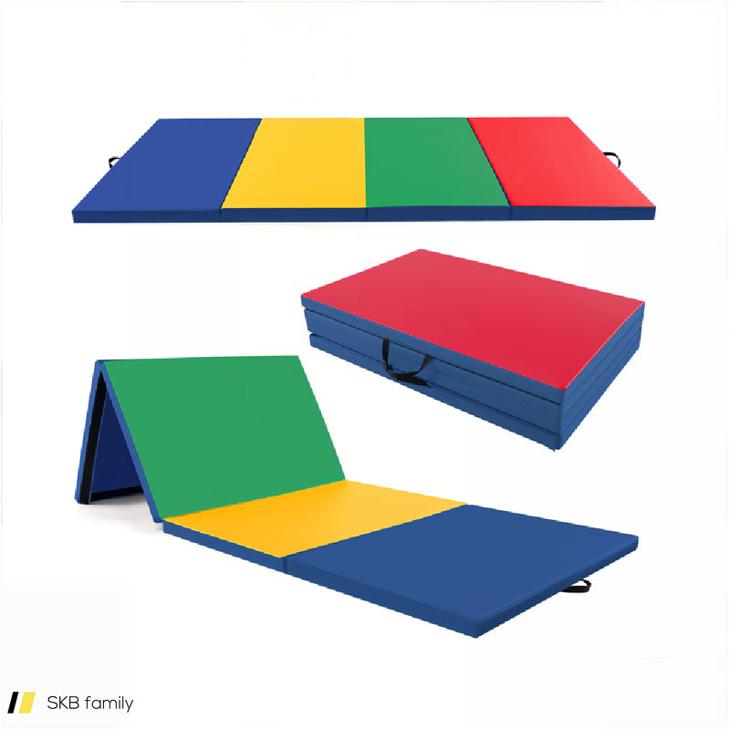 4-Panel Pu Leather Folding Exercise Mat With Carrying Handles 240515-229174