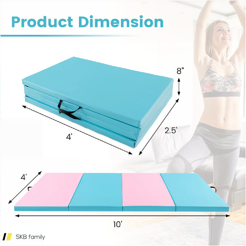 4-Panel Pu Leather Folding Exercise Mat With Carrying Handles 240515-229174