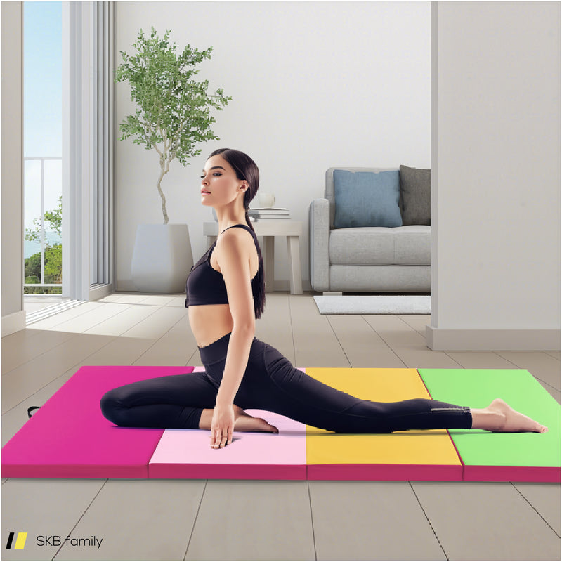 4-Panel Pu Leather Folding Exercise Mat With Carrying Handles 240515-229174