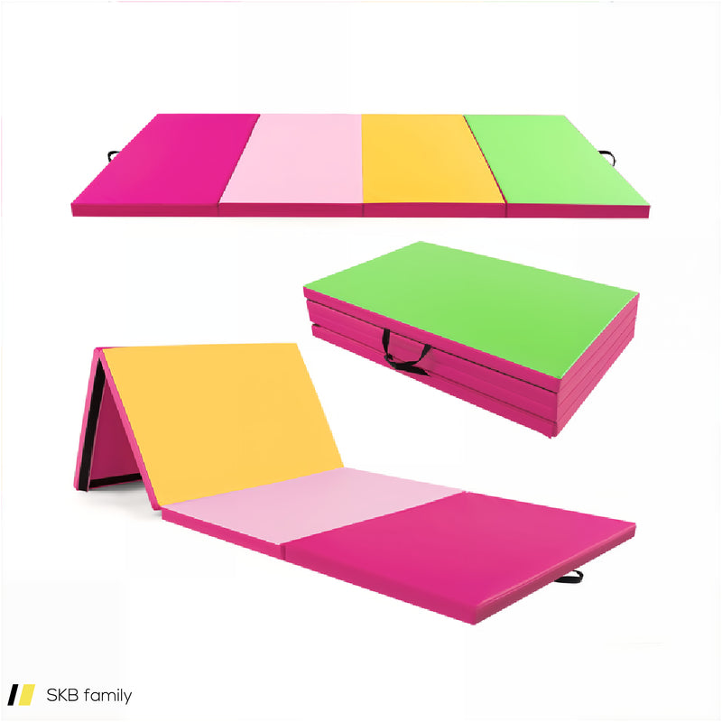 4-Panel Pu Leather Folding Exercise Mat With Carrying Handles 240515-229174