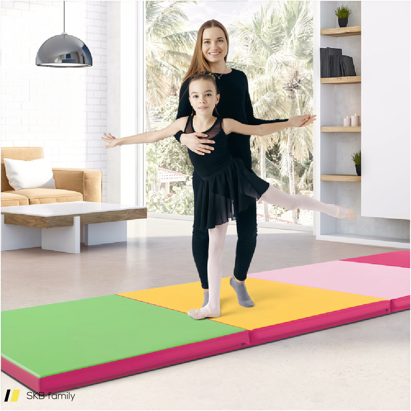 4-Panel Pu Leather Folding Exercise Mat With Carrying Handles 240515-229174