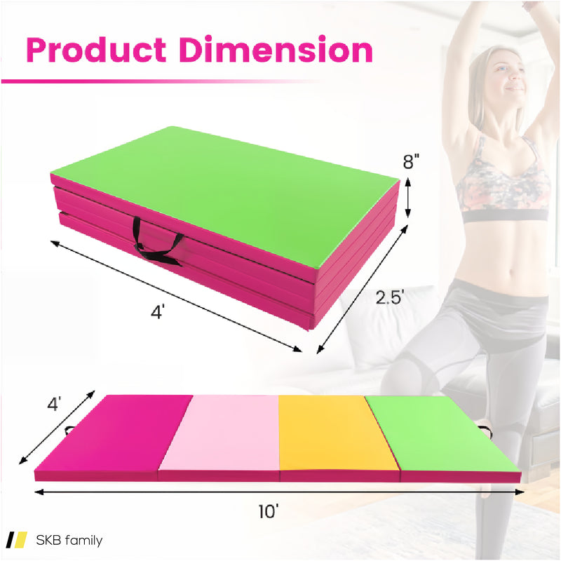 4-Panel Pu Leather Folding Exercise Mat With Carrying Handles 240515-229174