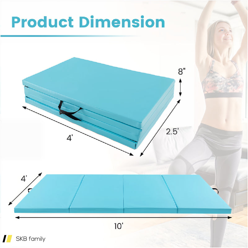 4-Panel Pu Leather Folding Exercise Mat With Carrying Handles 240515-229174