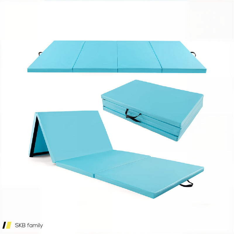 4-Panel Pu Leather Folding Exercise Mat With Carrying Handles 240515-229174