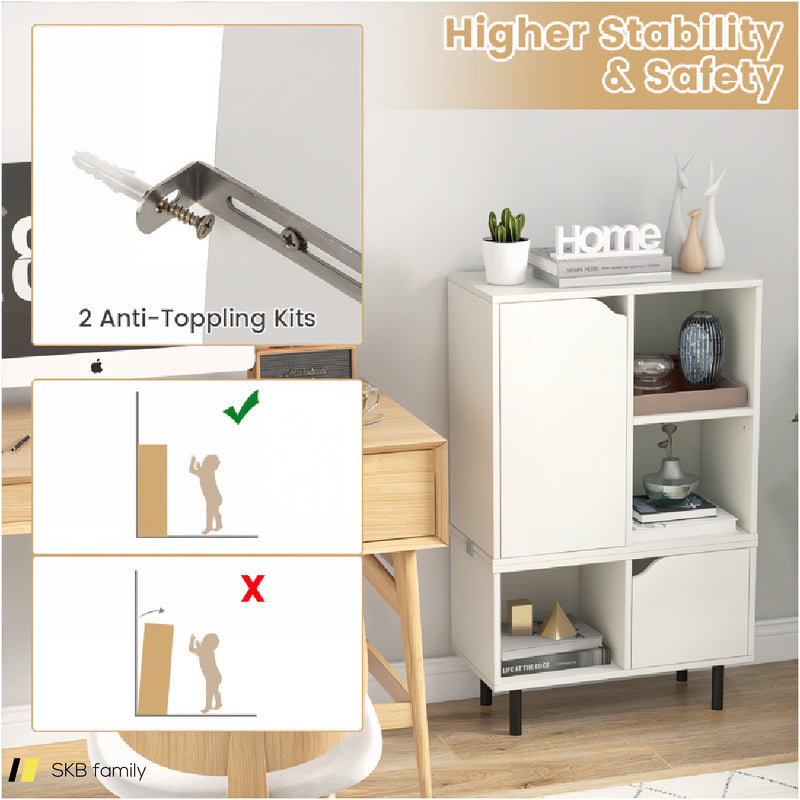 Stackable Bookcase With Adjustable Shelf And Cubes 240515-229182