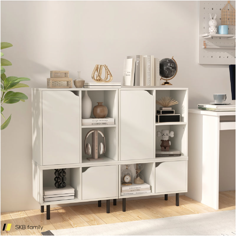 Stackable Bookcase With Adjustable Shelf And Cubes 240515-229182