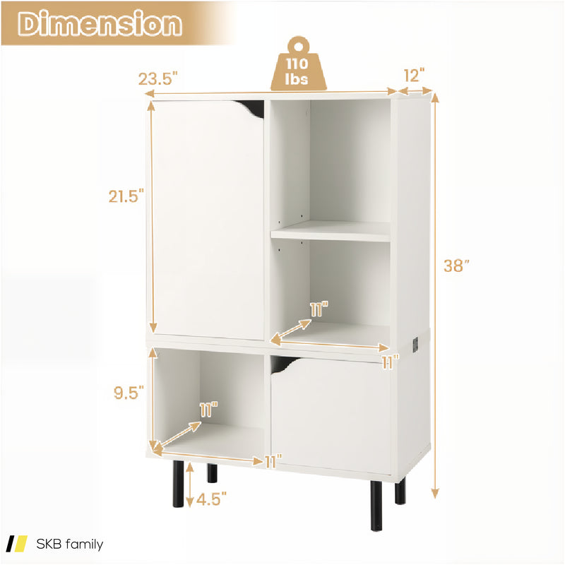 Stackable Bookcase With Adjustable Shelf And Cubes 240515-229182