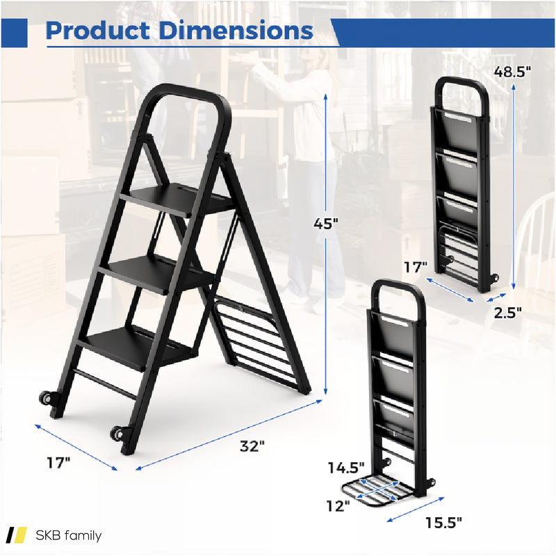 2 In 1 Hand Truck And Ladder Combo With Rubber Wheels And Handle 240515-229187