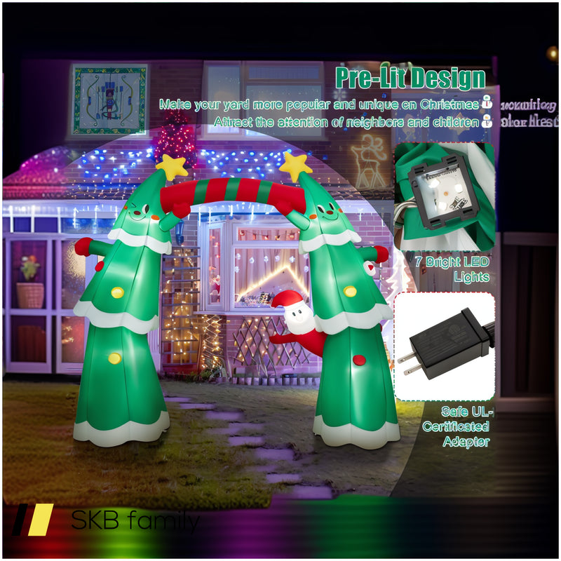 11 Feet Lighted Christmas Inflatable Archway Decoration With Santa Claus 240515-229188