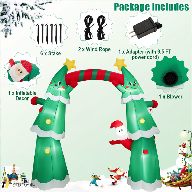 11 Feet Lighted Christmas Inflatable Archway Decoration With Santa Claus 240515-229188