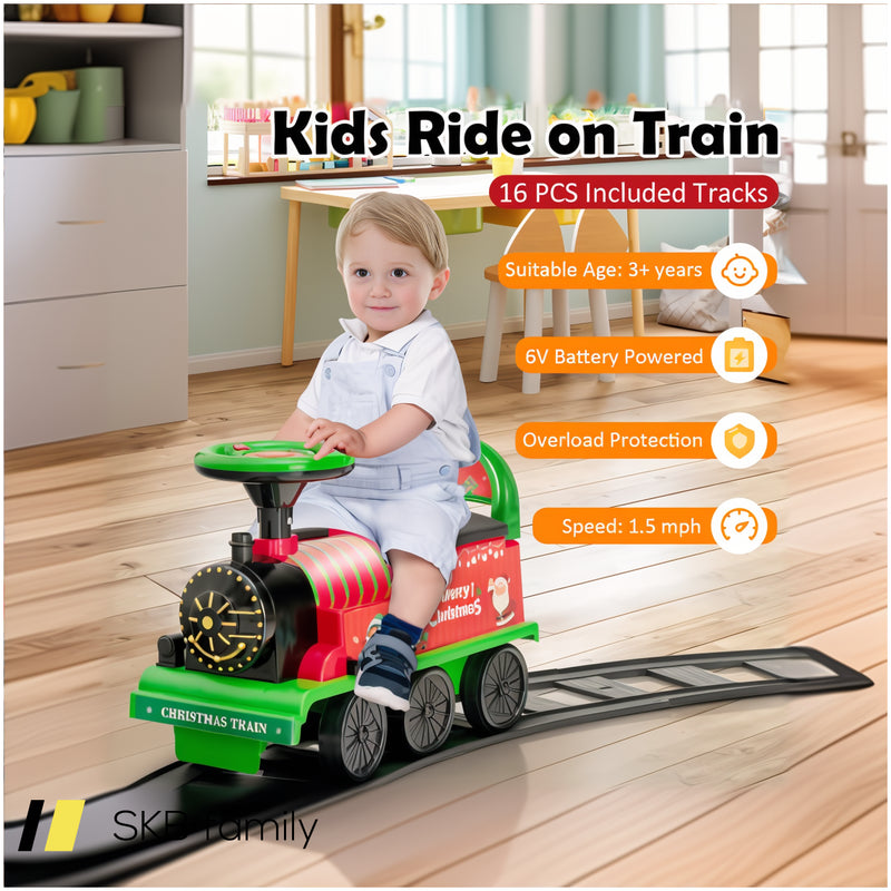 6v Electric Kids Ride On Car Toy Train With 16 Pieces Tracks 240615-229190