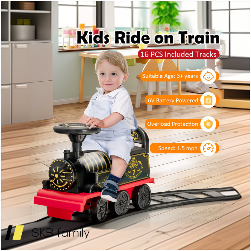 6v Electric Kids Ride On Car Toy Train With 16 Pieces Tracks 240515-229190