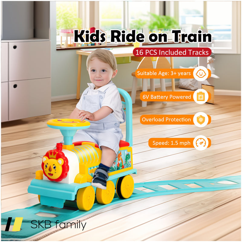 6v Electric Kids Ride On Car Toy Train With 16 Pieces Tracks 240615-229190