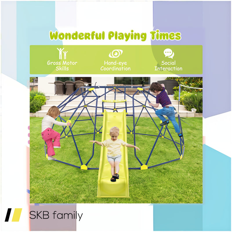 13.3 Ft Climbing Dome Geometric Dome Climber With Extended Wavy Slide And 2 Rest Platforms 240515-229193