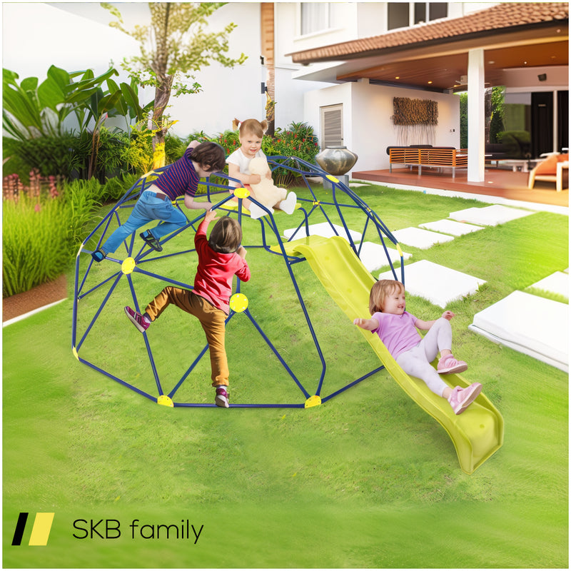 13.3 Ft Climbing Dome Geometric Dome Climber With Extended Wavy Slide And 2 Rest Platforms 240515-229193