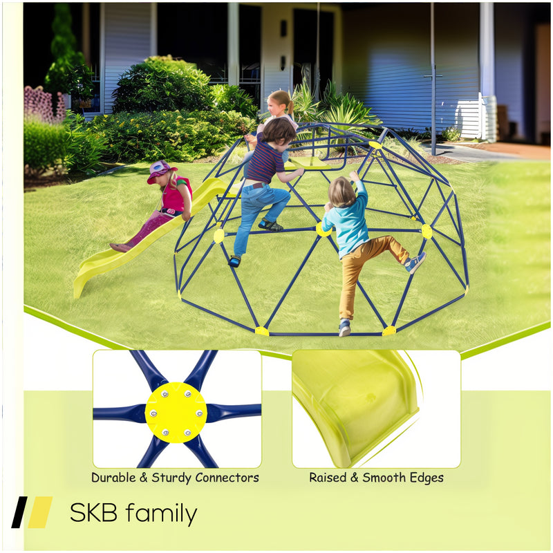 13.3 Ft Climbing Dome Geometric Dome Climber With Extended Wavy Slide And 2 Rest Platforms 240515-229193