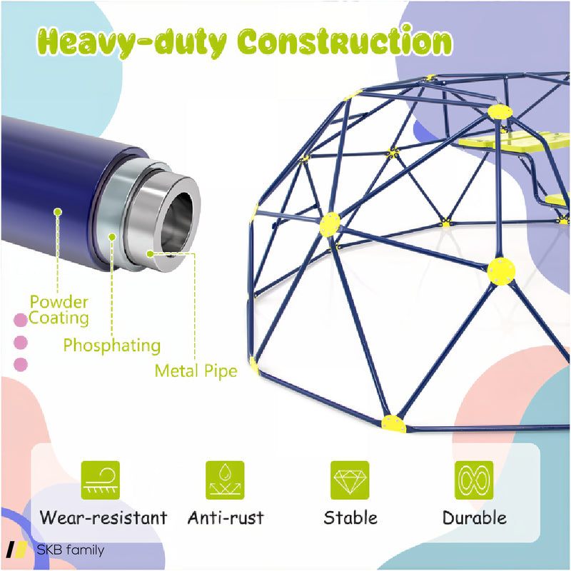 13.3 Ft Climbing Dome Geometric Dome Climber With Extended Wavy Slide And 2 Rest Platforms 240515-229193