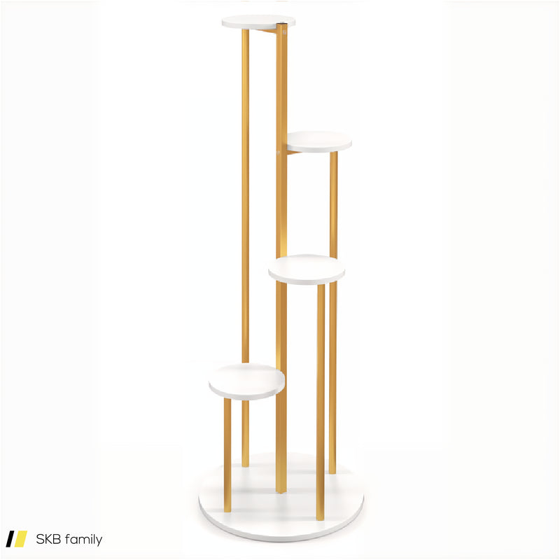 Indoor Metal Plant Stand Corner Plant Shelf For Potted Plant With Golden Metal Frame 240515-229198