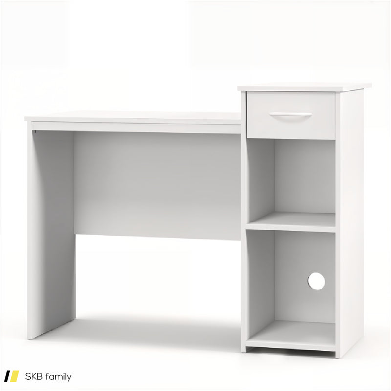 Computer Desk With Drawer Modern Laptop Pc Desk With Adjustable Shelf And Cable Hole 240515-229202