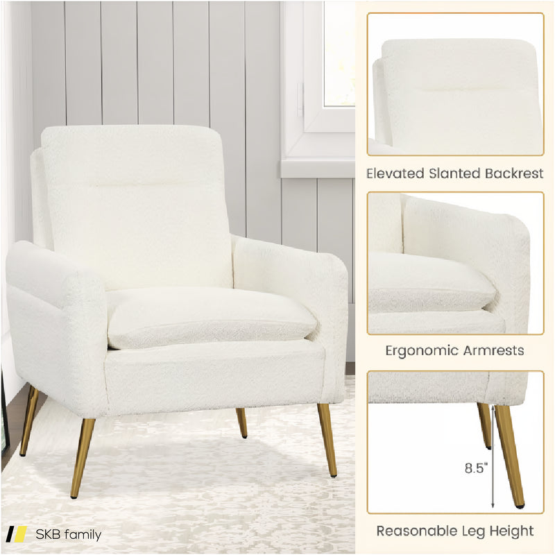 Upholstered Sherpa Modern Accent Armchair For Living Room 240515-229203