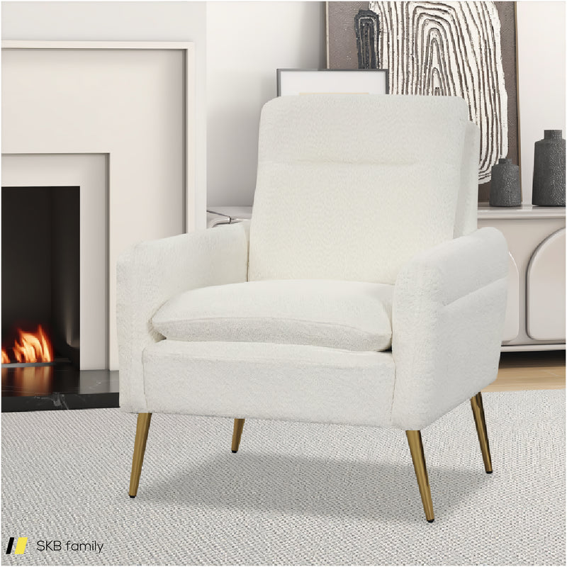 Upholstered Sherpa Modern Accent Armchair For Living Room 240515-229203