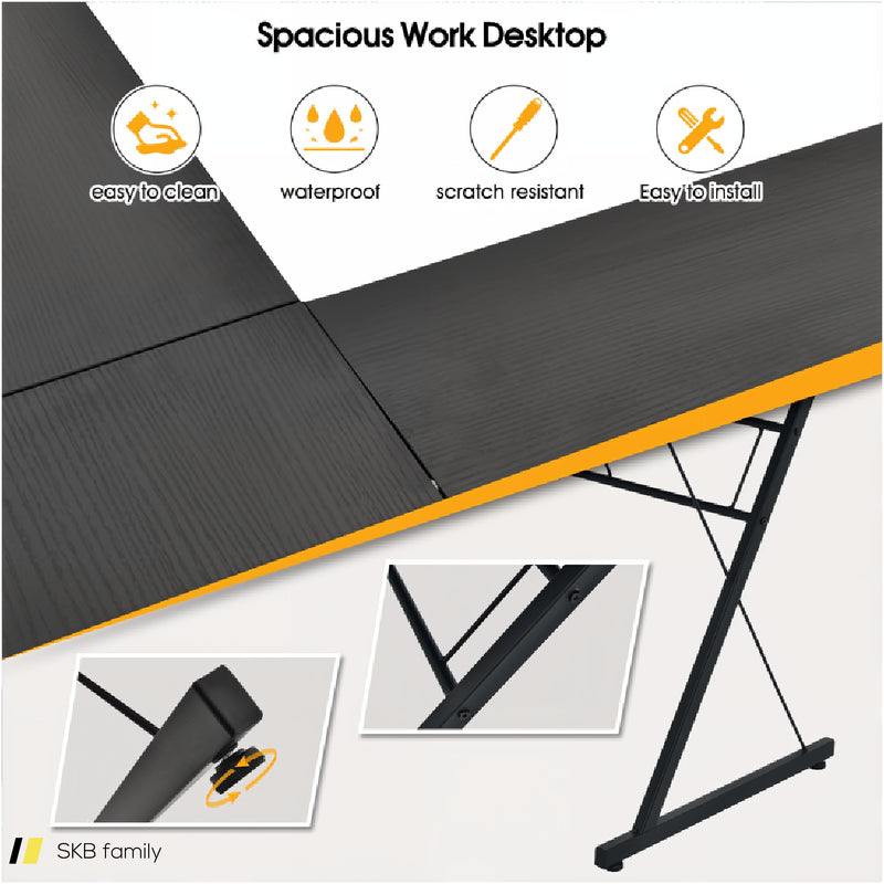 59 Inch L-Shaped Desk Corner Computer Desk With Round Corner 240515-229204