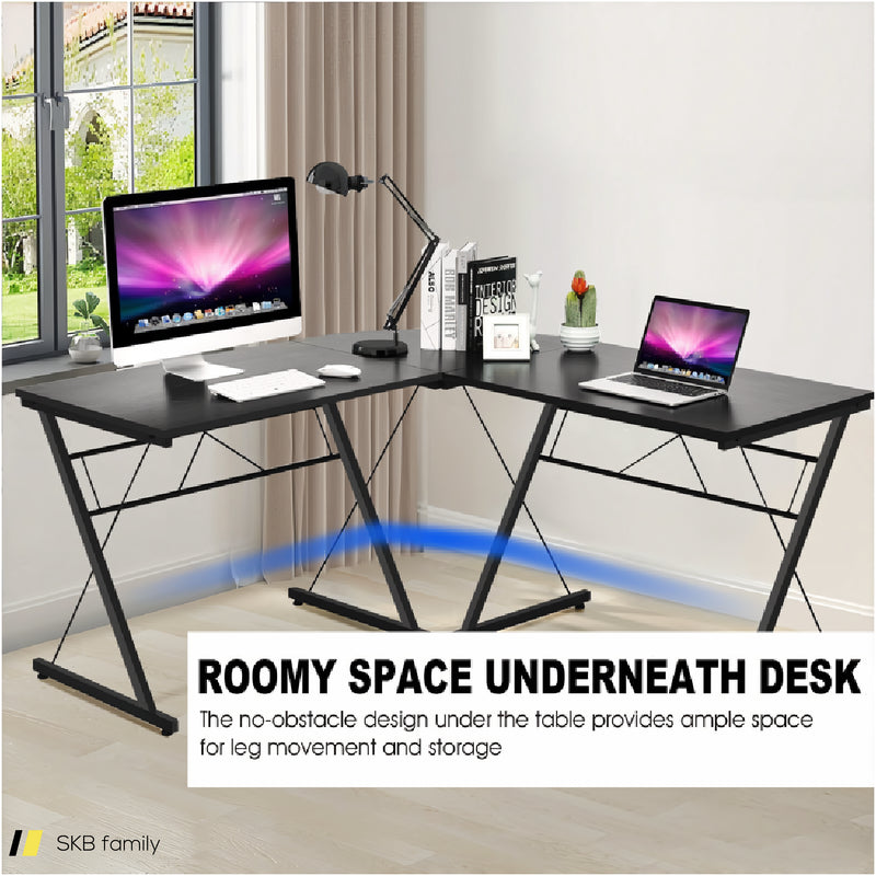 59 Inch L-Shaped Desk Corner Computer Desk With Round Corner 240515-229204