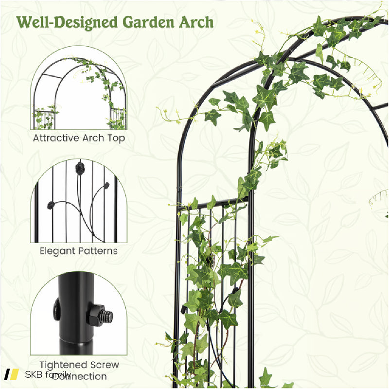 87 Inches Garden Arbor With Lockable Gate Side Planters 240515-229205