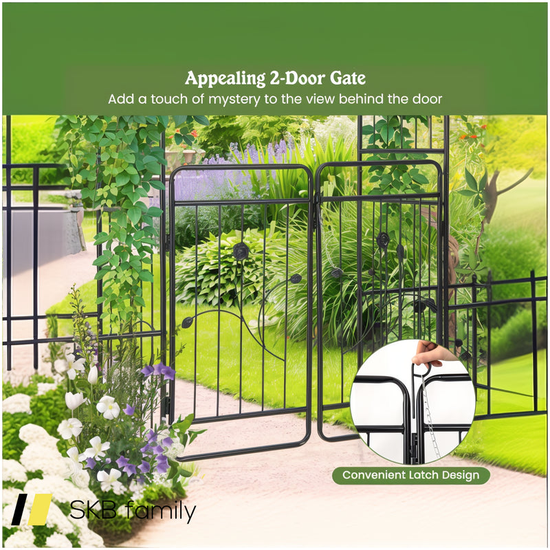 87 Inches Garden Arbor With Lockable Gate Side Planters 240615-229205