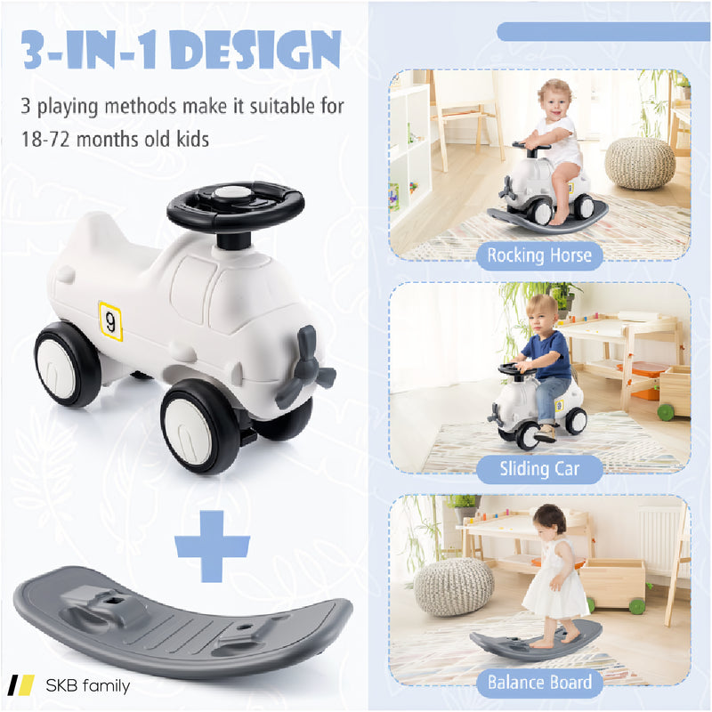 3-In-1 Rocking Horse And Sliding Car With Detachable Balance Board 240515-229212