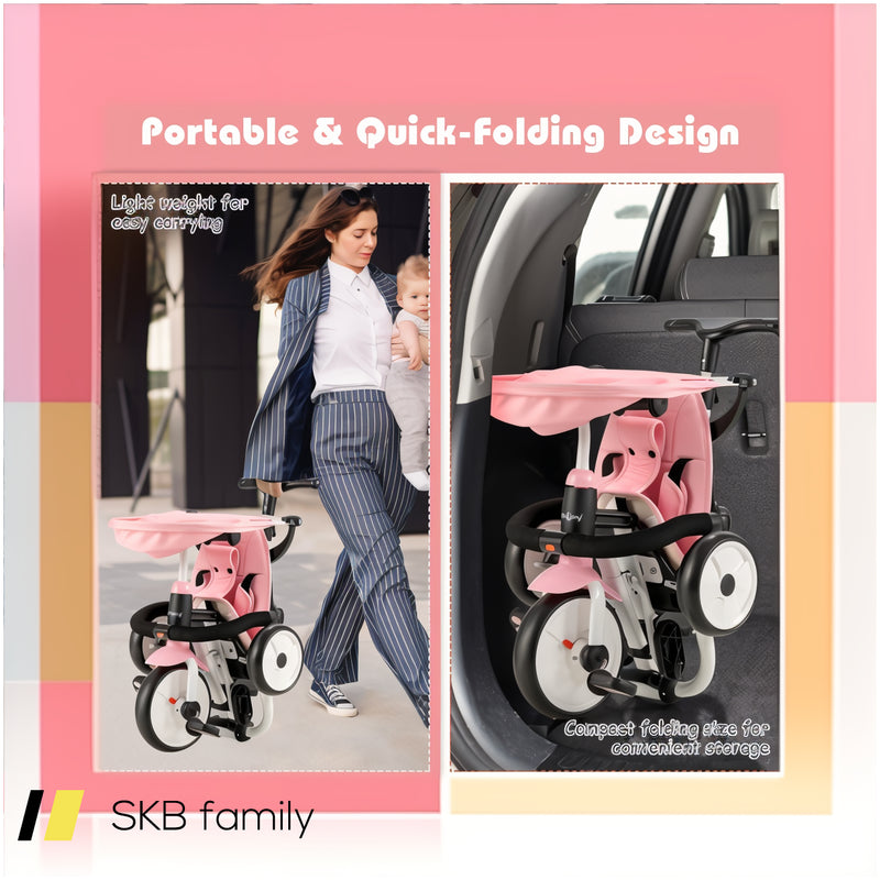 6-In-1 Foldable Baby Tricycle Toddler Stroller With Adjustable Handle 240515-229215