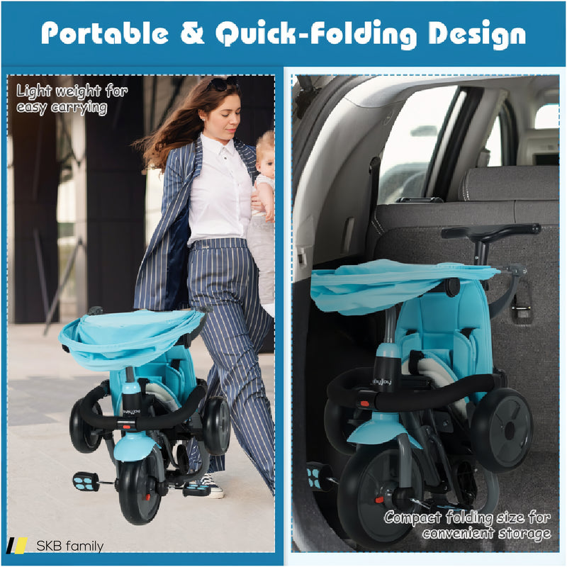 6-In-1 Foldable Baby Tricycle Toddler Stroller With Adjustable Handle 240515-229215