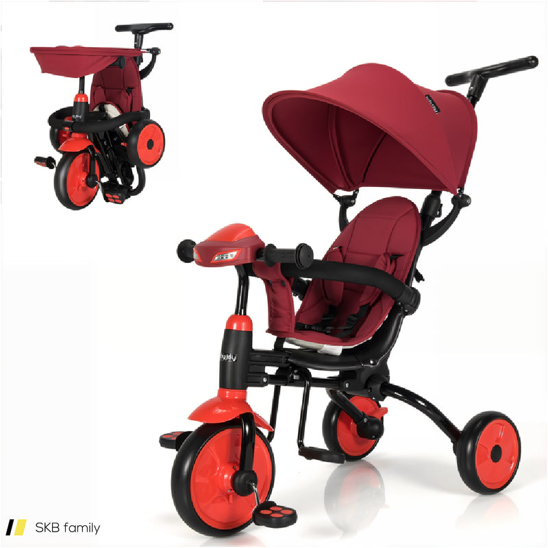 6-In-1 Foldable Baby Tricycle Toddler Stroller With Adjustable Handle 240515-229215