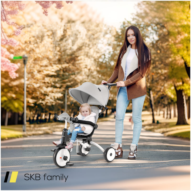 6-In-1 Foldable Baby Tricycle Toddler Stroller With Adjustable Handle 240515-229215