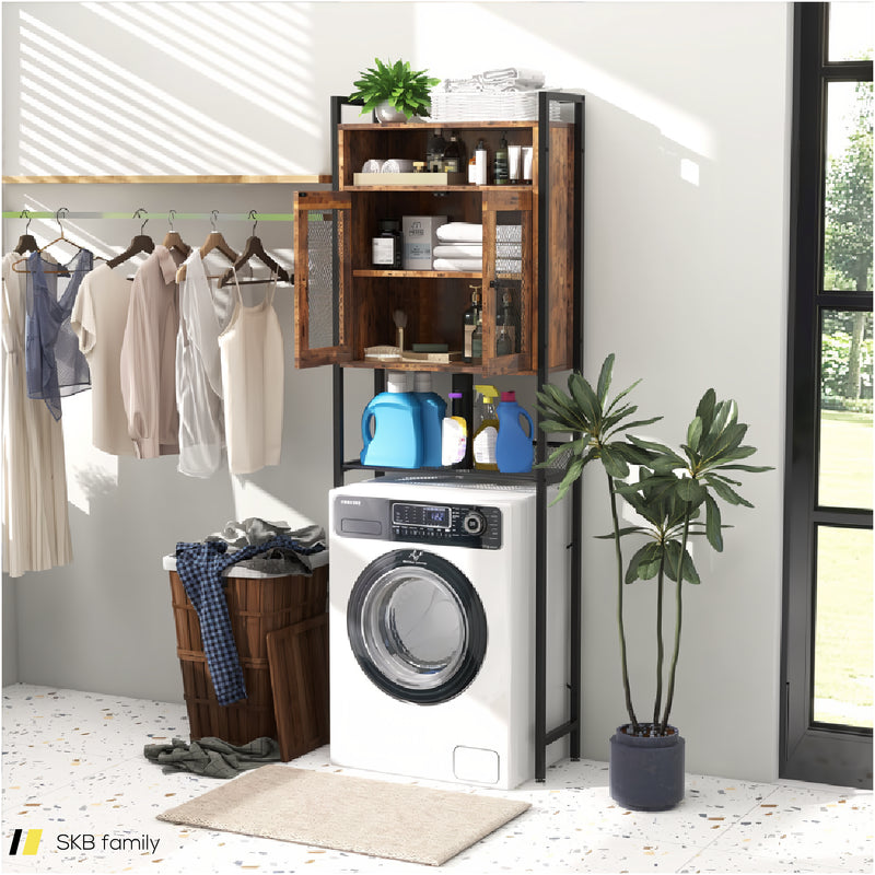 Over-The-Toilet Storage Cabinet With Heavy-Duty Metal Frame 2-Door Freestanding 240615-229217