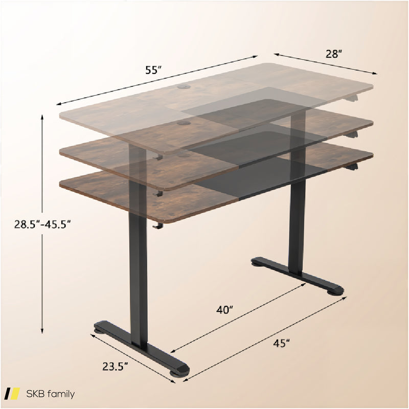 55 Inch Electric Height Adjustable Office Desk With Hook 240515-229220