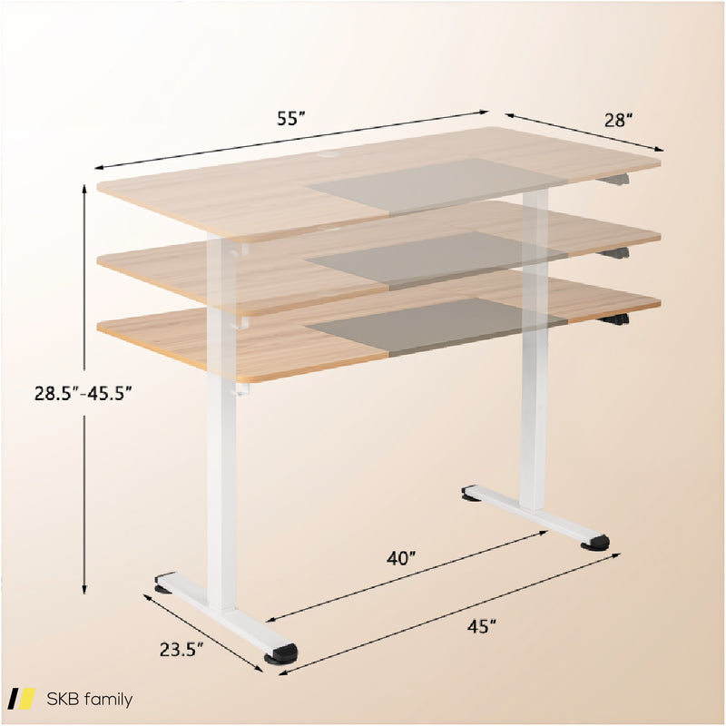 55 Inch Electric Height Adjustable Office Desk With Hook 240515-229220