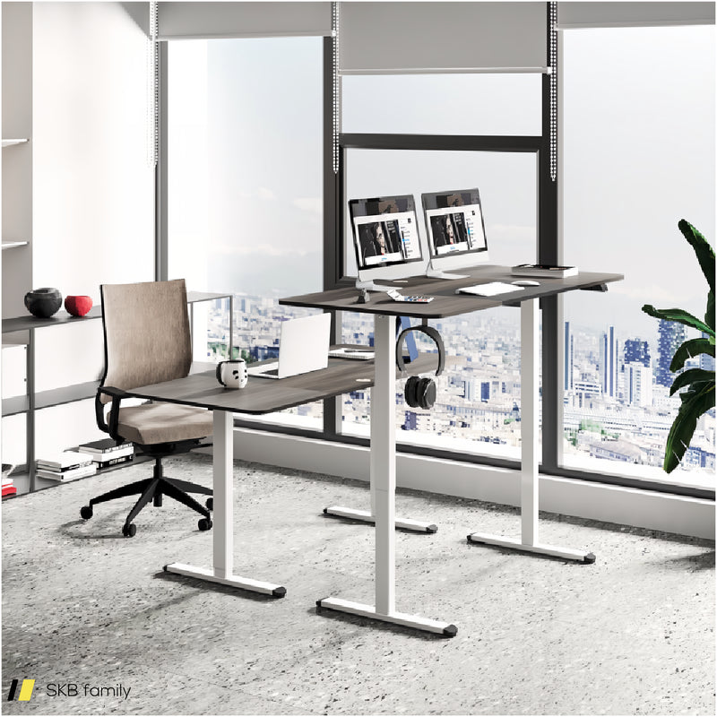 55 Inch Electric Height Adjustable Office Desk With Hook 240515-229220