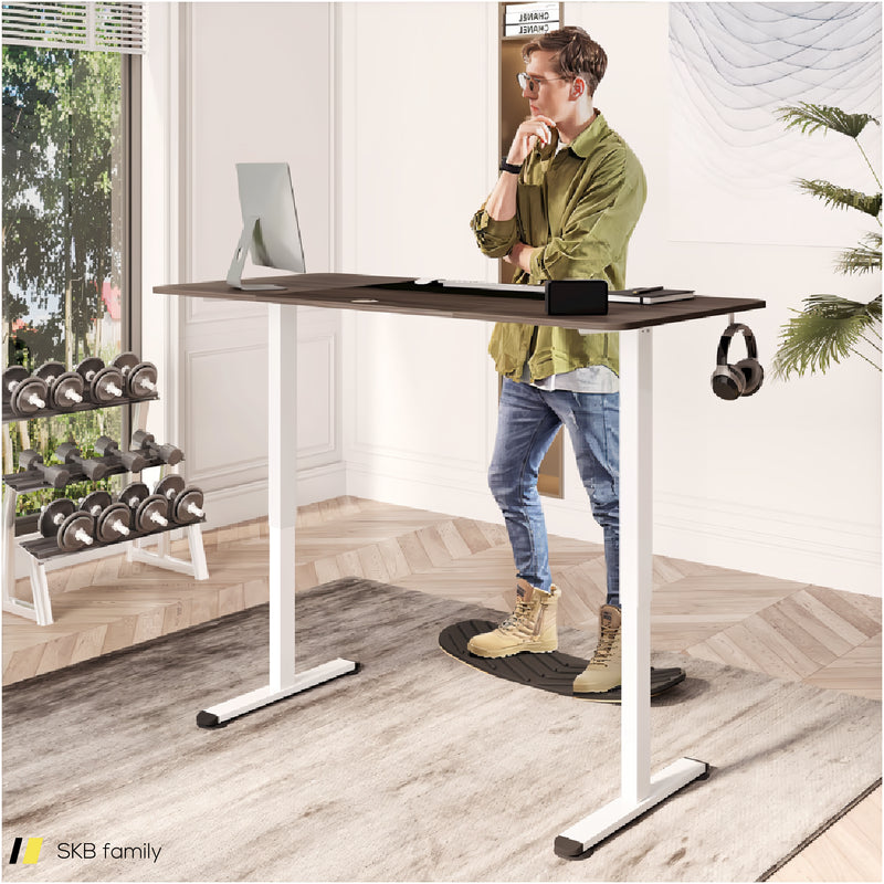 55 Inch Electric Height Adjustable Office Desk With Hook 240515-229220