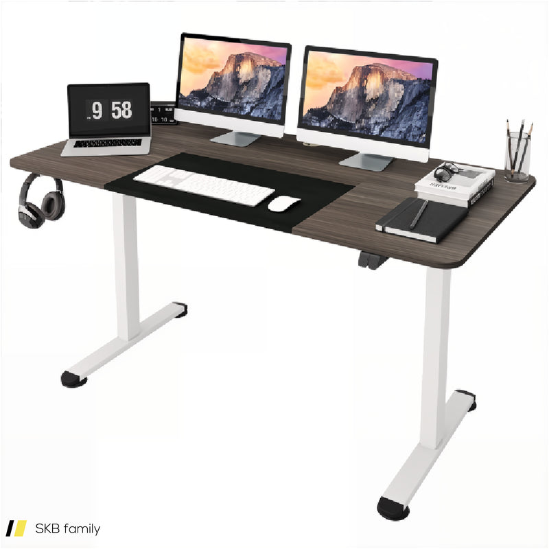 55 Inch Electric Height Adjustable Office Desk With Hook 240515-229220