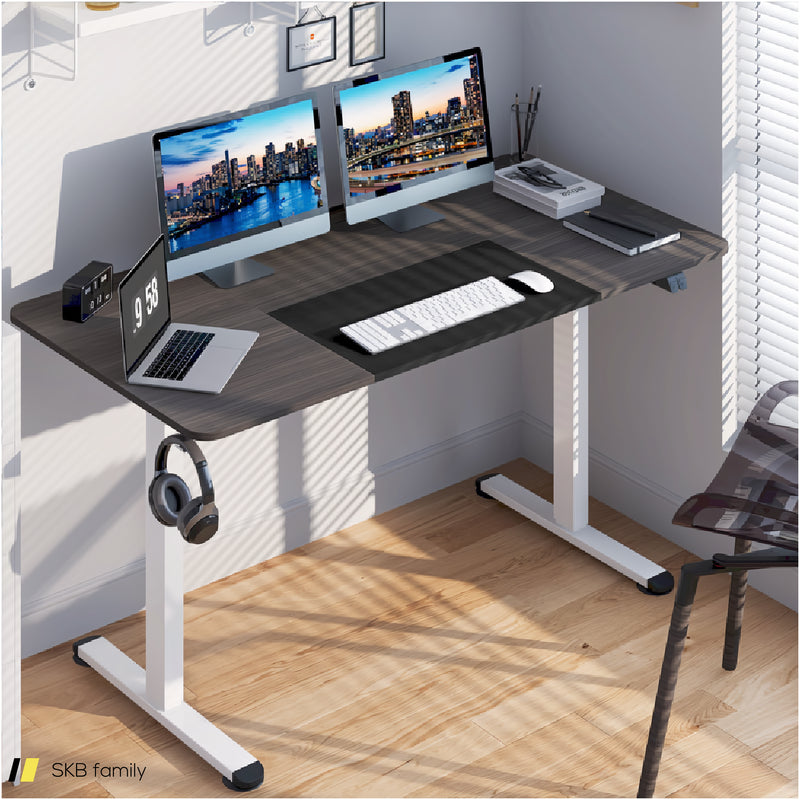 55 Inch Electric Height Adjustable Office Desk With Hook 240515-229220