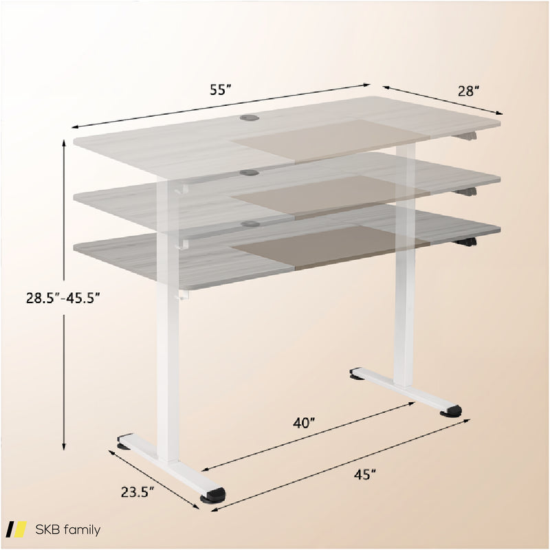 55 Inch Electric Height Adjustable Office Desk With Hook 240515-229220