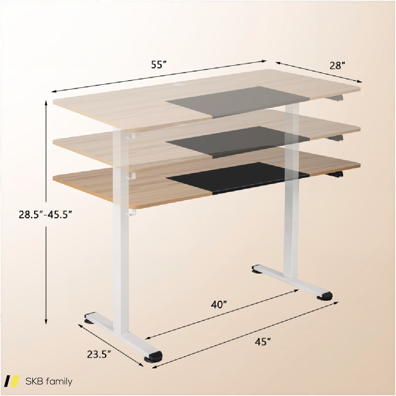 55 Inch Electric Height Adjustable Office Desk With Hook 240515-229220