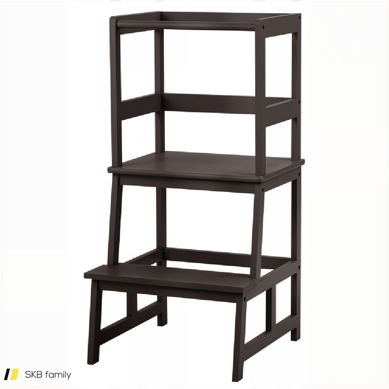 Kids Wooden Kitchen Step Stool With Safety Rail 240515-229222