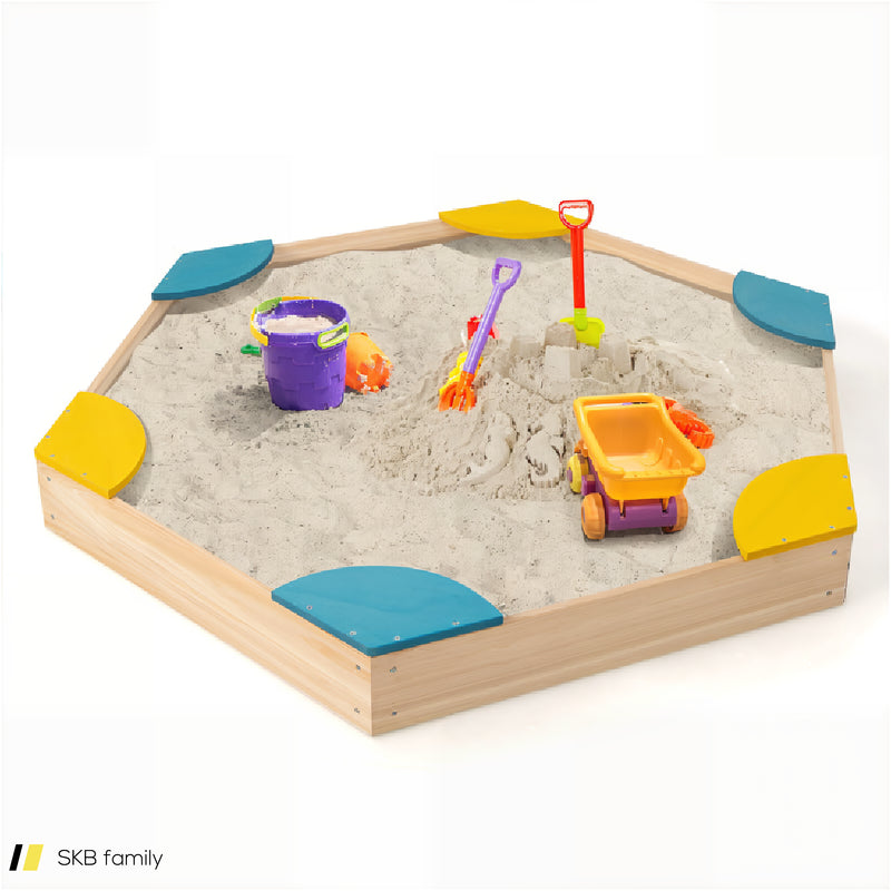 Outdoor Solid Wood Sandbox With 6 Built-In Fan-Shaped Seats 240515-229228