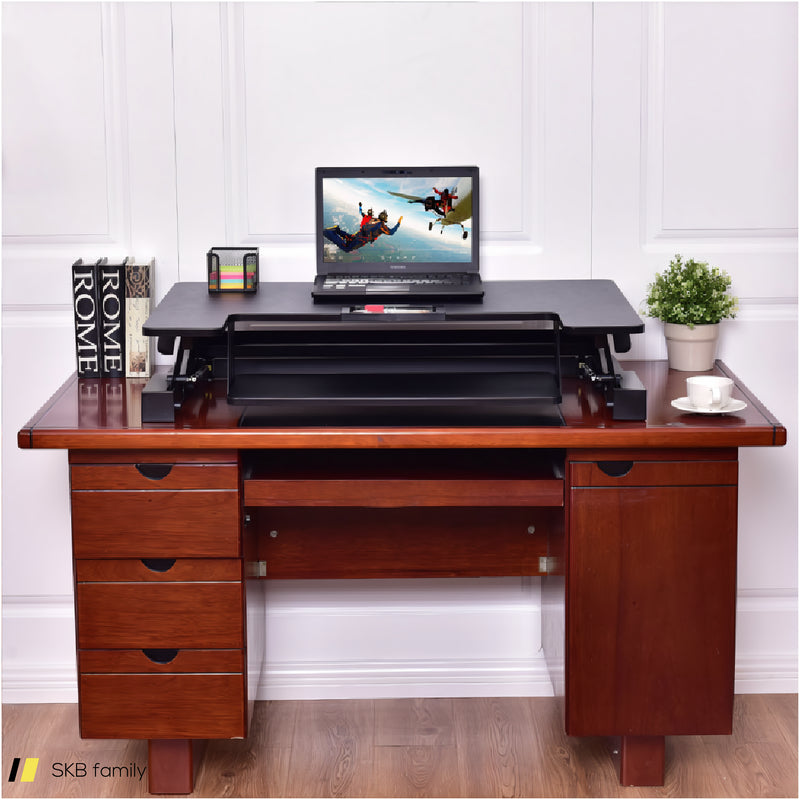 Height Adjustable Lift Rising Laptop Desk With Pen Slot 240515-229232