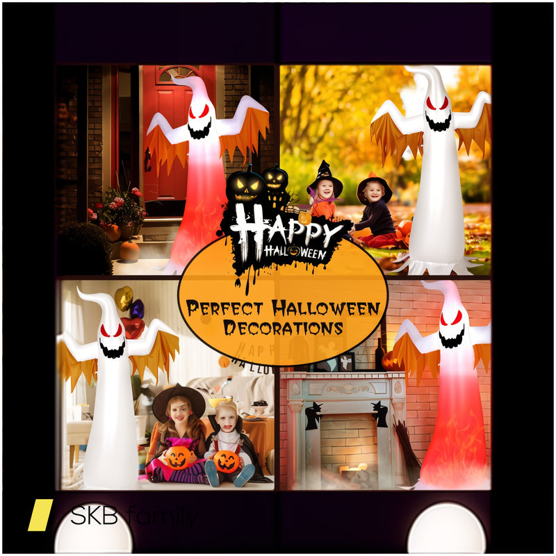 8 Feet Halloween Inflatable Ghost With Rotatable Flame Led Lights 240515-229234