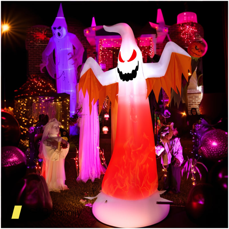 8 Feet Halloween Inflatable Ghost With Rotatable Flame Led Lights 240515-229234