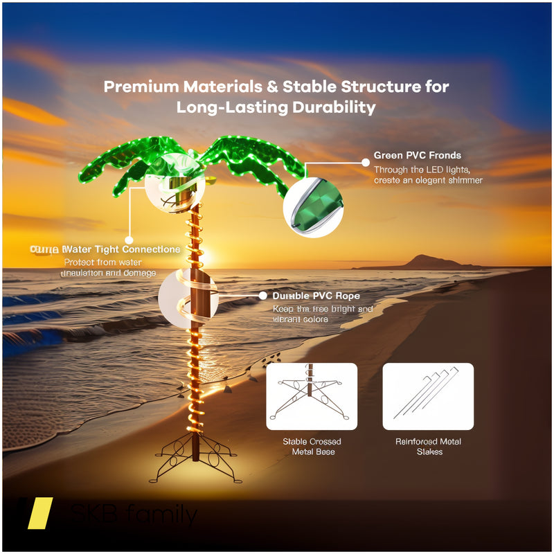 5 Feet Led Pre-Lit Palm Tree Decor With Light Rope 240515-229236